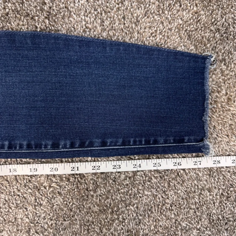 Mother High Waisted Looker Ankle Fray Jeans Tongue And Chic Blue Skinny Size 25